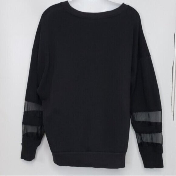 Good American Women's Black Sweatshirt Sheer Panel Sleeves Size 2XL - Picture 5 of 14